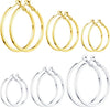 5/12 Pairs Gold Silver Plated Hoop Earrings for Women, Stainless Steel Hoops Earrings Set, Lightweight Large Small Hoops Women Earrings Loop Earrings - 6 Pairs Gold Silver Plated Square Wire
