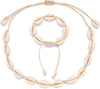 2Pcs Shell Necklace Anklet for Women Handmade Adjustable Puka Beach Shell Necklace Set - main view