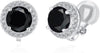 8MM Cubic Zirconia Crystal Clip On Stud Earrings Round Non Pierced Earrings for Women - Black