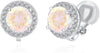 8MM Cubic Zirconia Crystal Clip On Stud Earrings Round Non Pierced Earrings for Women - Aurora Borealis