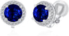 8MM Cubic Zirconia Crystal Clip On Stud Earrings Round Non Pierced Earrings for Women - Blue