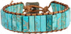Natural Stone Wrap Bracelet for Women with Jasper Agate and Turquoise Beads on Boho Leather Cord Multi Wrap Adjustable 6 to 8.5 Inches - Turquoise Blue 1W-2