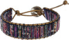 Natural Stone Wrap Bracelet for Women with Jasper Agate and Turquoise Beads on Boho Leather Cord Multi Wrap Adjustable 6 to 8.5 Inches - Purple 1W