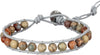 Natural Stone Wrap Bracelet for Women with Jasper Agate and Turquoise Beads on Boho Leather Cord Multi Wrap Adjustable 6 to 8.5 Inches - Grey Brown 1W
