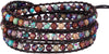 Natural Stone Wrap Bracelet for Women with Jasper Agate and Turquoise Beads on Boho Leather Cord Multi Wrap Adjustable 6 to 8.5 Inches - Purple Blue 3W
