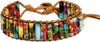 Natural Stone Wrap Bracelet for Women with Jasper Agate and Turquoise Beads on Boho Leather Cord Multi Wrap Adjustable 6 to 8.5 Inches - Colorful Vegan 1W