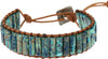 Natural Stone Wrap Bracelet for Women with Jasper Agate and Turquoise Beads on Boho Leather Cord Multi Wrap Adjustable 6 to 8.5 Inches - Colorful Blue 1W