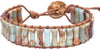 Natural Stone Wrap Bracelet for Women with Jasper Agate and Turquoise Beads on Boho Leather Cord Multi Wrap Adjustable 6 to 8.5 Inches - Earth Brown 1W