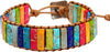 Natural Stone Wrap Bracelet for Women with Jasper Agate and Turquoise Beads on Boho Leather Cord Multi Wrap Adjustable 6 to 8.5 Inches - Multi-colored