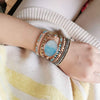 Natural Stone Wrap Bracelet for Women with Jasper Agate and Turquoise Beads on Boho Leather Cord Multi Wrap Adjustable 6 to 8.5 Inches - view 2