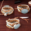 Natural Stone Wrap Bracelet for Women with Jasper Agate and Turquoise Beads on Boho Leather Cord Multi Wrap Adjustable 6 to 8.5 Inches - view 3