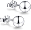 18K White Gold Plated Sterling Silver Ball Stud Earrings - main view
