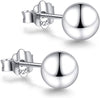 18K White Gold Plated Sterling Silver Ball Stud Earrings - 3mm