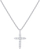 14K Gold Plated Cubic Zirconia Cross Necklace for Women Cross Faith Pendant Necklaces - White Gold 14K Gold Plated