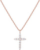 14K Gold Plated Cubic Zirconia Cross Necklace for Women Cross Faith Pendant Necklaces - Rose Gold 14K Gold Plated