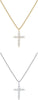14K Gold Plated Cubic Zirconia Cross Necklace for Women Cross Faith Pendant Necklaces - White & Yellow Pack 14K Gold Plated