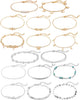 16Pcs Ankle Bracelets for Women Gold Silver Two Style Chain Beach Anklet Bracelet Jewelry Anklet Set, Adjustable Size - C:8-Gold 8-Silver