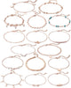 16Pcs Ankle Bracelets for Women Gold Silver Two Style Chain Beach Anklet Bracelet Jewelry Anklet Set, Adjustable Size - D:Rose Gold