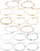 16Pcs Ankle Bracelets for Women Gold Silver Two Style Chain Beach Anklet Bracelet Jewelry Anklet Set, Adjustable Size - E:6-Gold 6-Silver 4-Rose Gold