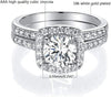 18K White Gold Plated 2-in-1 Halo CZ Engagement Wedding Rings Women - view 3