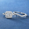 18K White Gold Plated 2-in-1 Halo CZ Engagement Wedding Rings Women - view 4