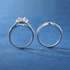 18K White Gold Plated 2-in-1 Halo CZ Engagement Wedding Rings Women - view 5