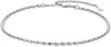 925 Sterling Silver Ankle Bracelets for Women, Adjustable Double Layer Chain Anklets, Minimalist Lightweight Foot Jewelry for Beach & Everyday Wear - Oval Bead Ball Strand Chain