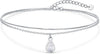 925 Sterling Silver Ankle Bracelets for Women, Adjustable Double Layer Chain Anklets, Minimalist Lightweight Foot Jewelry for Beach & Everyday Wear - Water Drop
