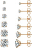 6 Pairs Stud Earrings Set, Cubic Zirconia 316L Earrings Stainless Steel CZ Earrings 3-8mm - A-002-Rose Gold