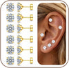 20G Flat Back Earrings for Women Tiny Stud - Gold 6mm