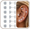 20G Flat Back Earrings for Women Tiny Stud - Silver 5mm