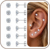 20G Flat Back Earrings for Women Tiny Stud - Silver 4mm