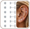 20G Flat Back Earrings for Women Tiny Stud - Silver 3mm