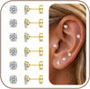 20G Flat Back Earrings for Women Tiny Stud - Gold 4mm