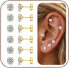 20G Flat Back Earrings for Women Tiny Stud - Gold 5mm