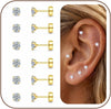 20G Flat Back Earrings for Women Tiny Stud - Gold 3mm