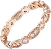 14K Gold Plated Cubic Zirconia Band Round Milgrain Eternity Bands Gold Rings for Women - Rose Gold 9