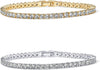 14K Gold Plated 3mm Cubic Zirconia Classic Tennis Bracelet with Gold Bracelets for Women - White Gold & 14K Yellow Gold Pack 6.5 Inches