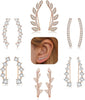 6Pairs Ear Cuffs Climber Hoop Earring CZ Arrow Crawler Stud Earring Jacket for Women - Rose Gold Climber Earrings