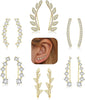 6Pairs Ear Cuffs Climber Hoop Earring CZ Arrow Crawler Stud Earring Jacket for Women - Gold Climber Earrings