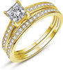 1.35CT Princess Cut Engagement Ring Set for Women, 5A Cubic Zirconia - Gold 6