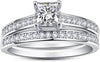 1.35CT Princess Cut Engagement Ring Set for Women, 5A Cubic Zirconia - view 2