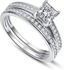 1.35CT Princess Cut Engagement Ring Set for Women, 5A Cubic Zirconia - view 3