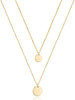 Dainty Layered Choker Necklace Handmade Y Pendant Necklace Multilayer Bar Disc Necklace Adjustable Layering Choker Necklaces for Women - 2PCS - Disc&Disc