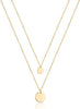 Dainty Layered Choker Necklace Handmade Y Pendant Necklace Multilayer Bar Disc Necklace Adjustable Layering Choker Necklaces for Women - 2PCS - Small Disc&Disc