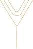 Dainty Layered Choker Necklace Handmade Y Pendant Necklace Multilayer Bar Disc Necklace Adjustable Layering Choker Necklaces for Women - 3PCS - simulated Pearl&Curved Bar&Bar
