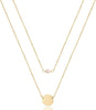 Dainty Layered Choker Necklace Handmade Y Pendant Necklace Multilayer Bar Disc Necklace Adjustable Layering Choker Necklaces for Women - 2PCS - simulated Pearl&Disc