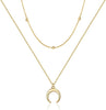 Dainty Layered Choker Necklace Handmade Y Pendant Necklace Multilayer Bar Disc Necklace Adjustable Layering Choker Necklaces for Women - 2PCS - Chain&Crescent