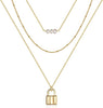 Dainty Layered Choker Necklace Handmade Y Pendant Necklace Multilayer Bar Disc Necklace Adjustable Layering Choker Necklaces for Women - 3PCS - simulated Pearls&Beads Chain&Lock