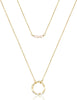 Dainty Layered Choker Necklace Handmade Y Pendant Necklace Multilayer Bar Disc Necklace Adjustable Layering Choker Necklaces for Women - 2PCS - simulated Pearls&Circle